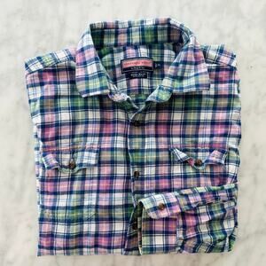 Vineyard Vines Owen Shirt Men's Plaid Button Up Size XL Blue Purple Cotton Blend